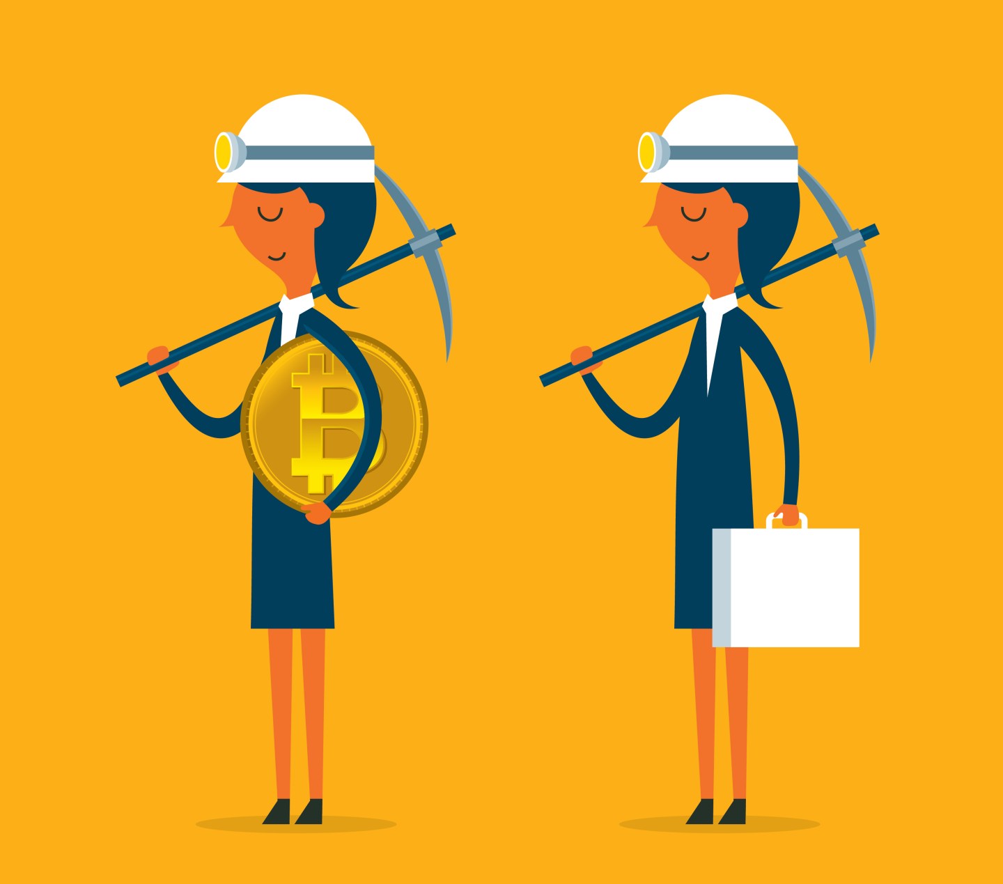 Businesswoman - Bitcoin mining concept