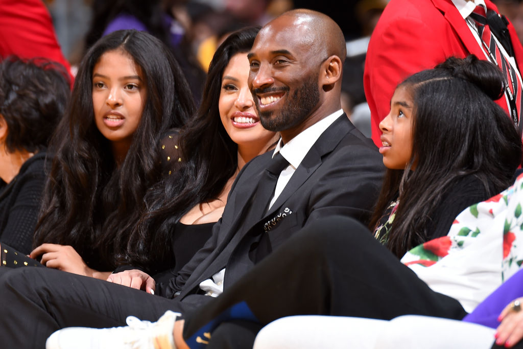 Kobe Bryant in the stands at a Los Angeles Lakers game.