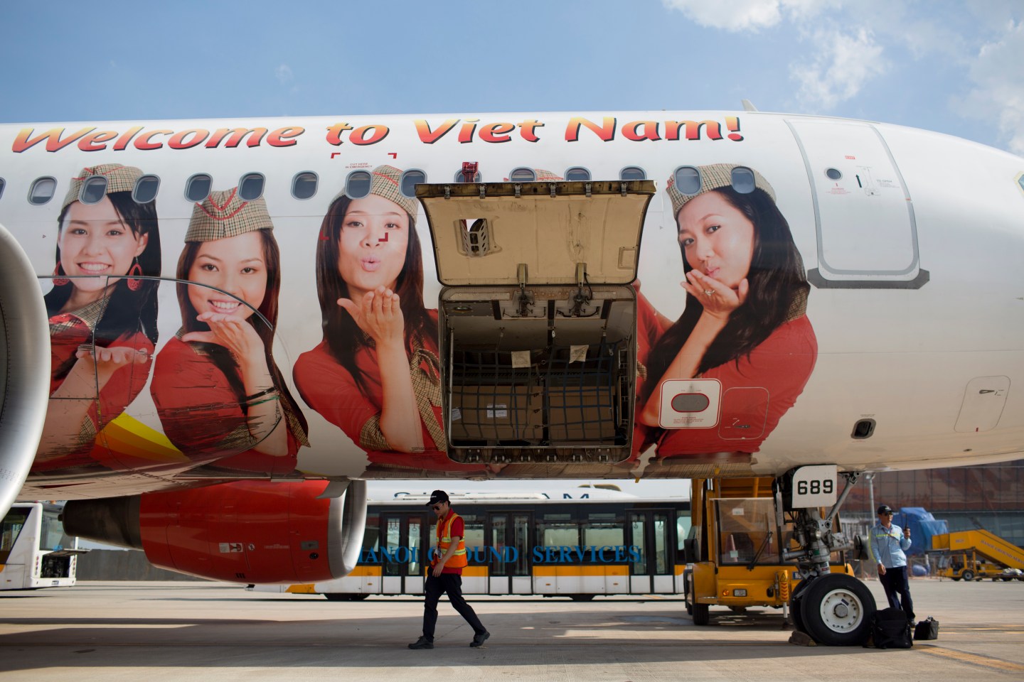 On Board A VietJet Air Flight And Ground Operations At Hanoi Airport
