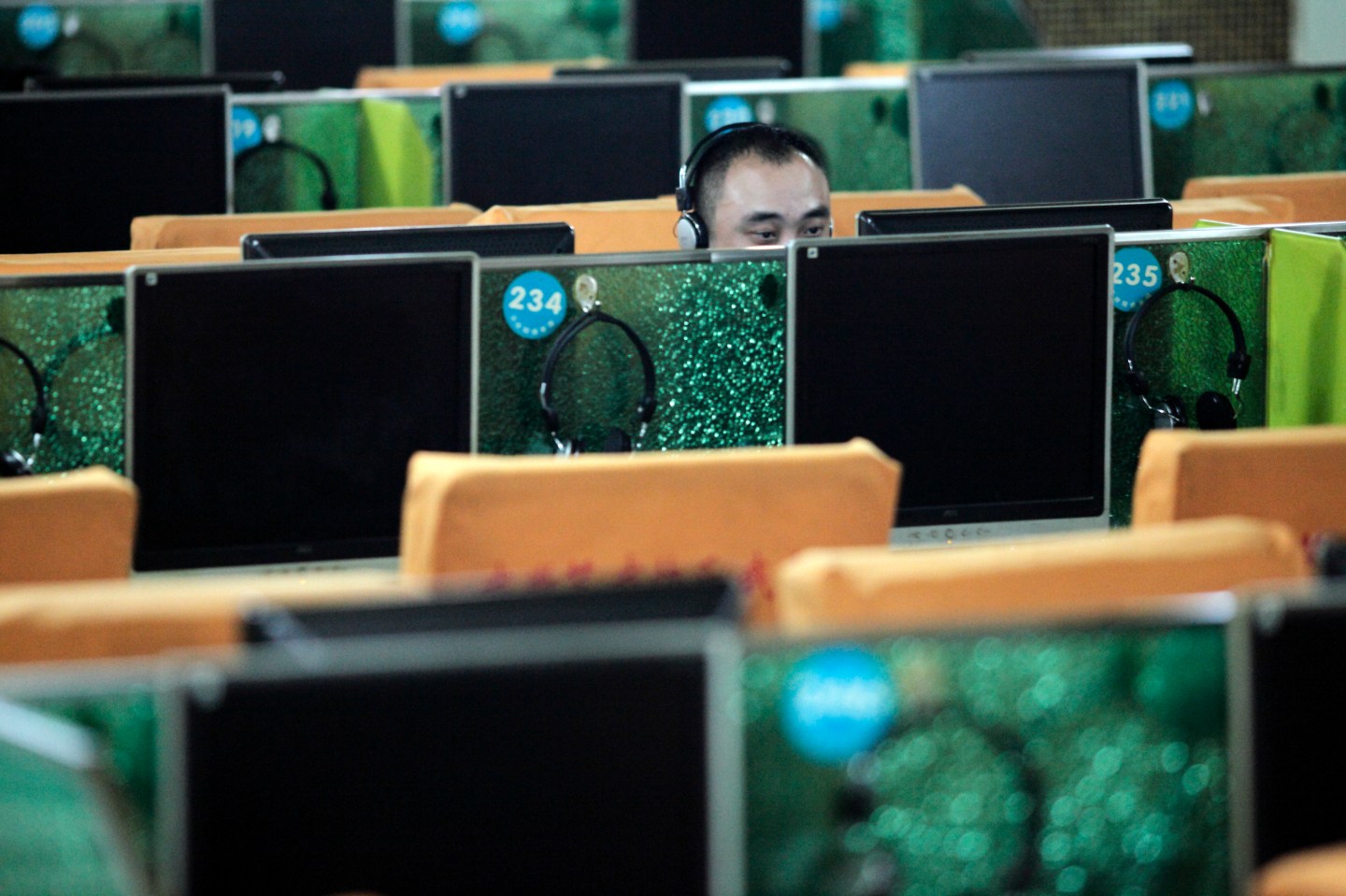 China - Technology - Customers use computers at an internet cafe in Shanghai