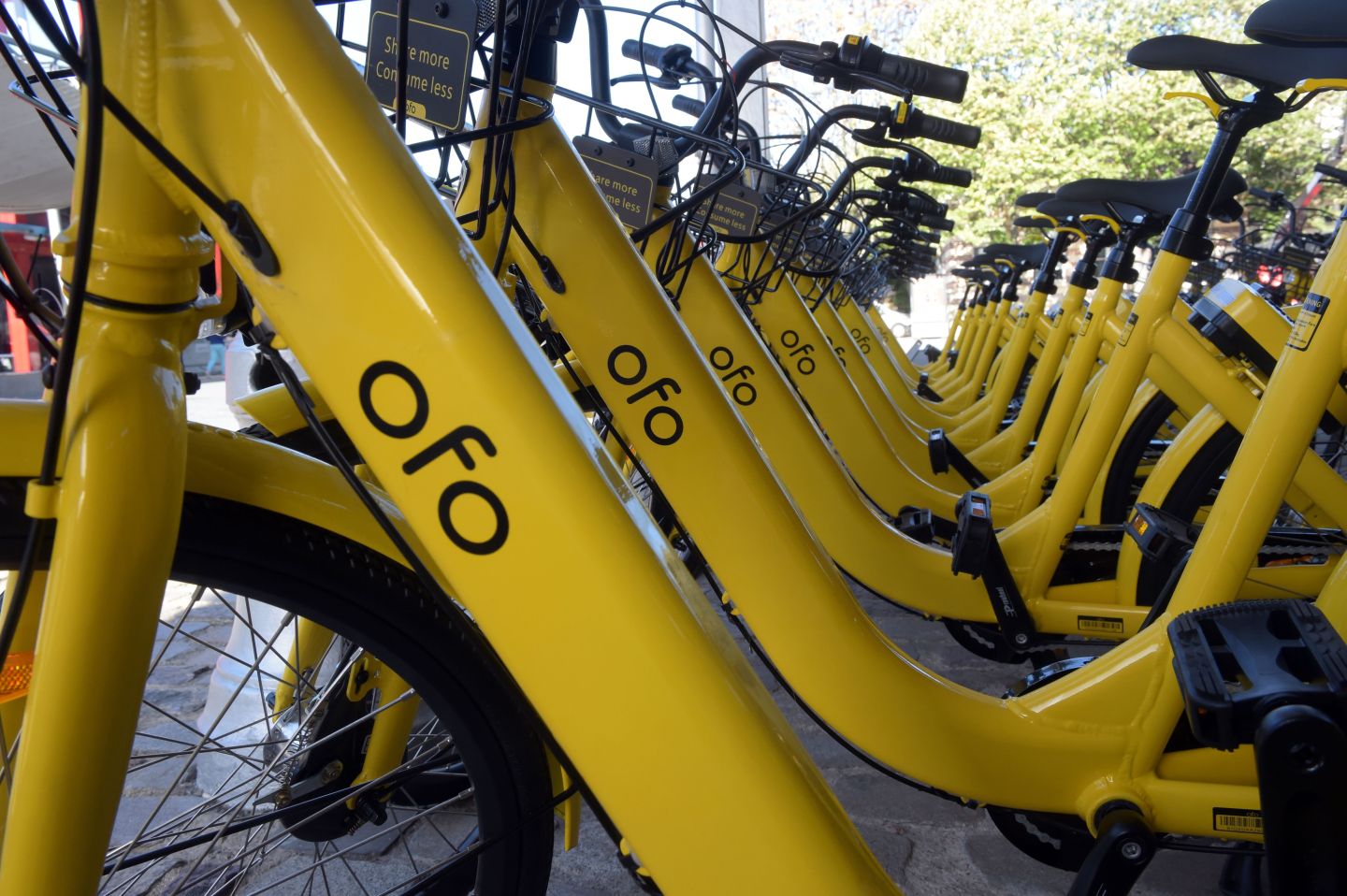OFO Bicycles sharing stand in Paris France