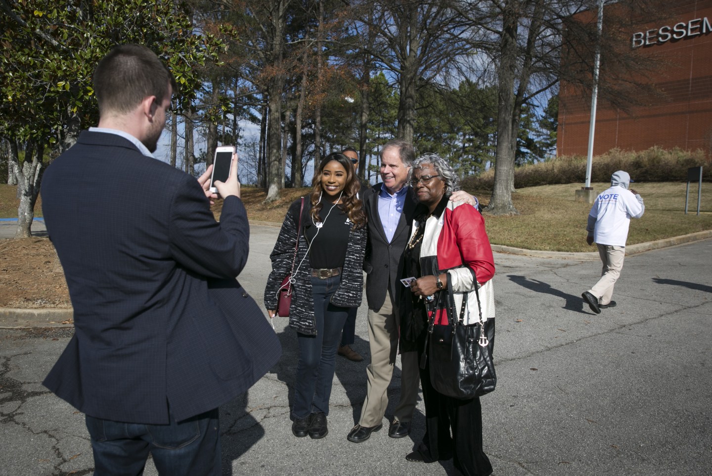 Alabama Democratic Senate Candidate Doug Jones Greets Voters Outside A Polling Location
