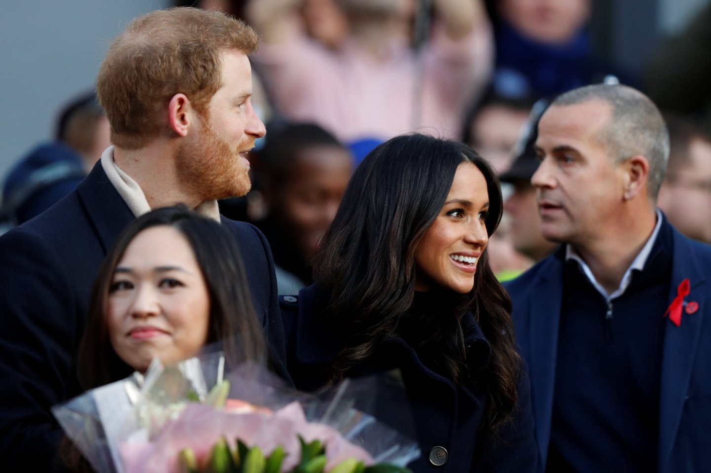 Britain's Prince Harry and his fiancee Meghan Markle arrive at an event in Nottingham
