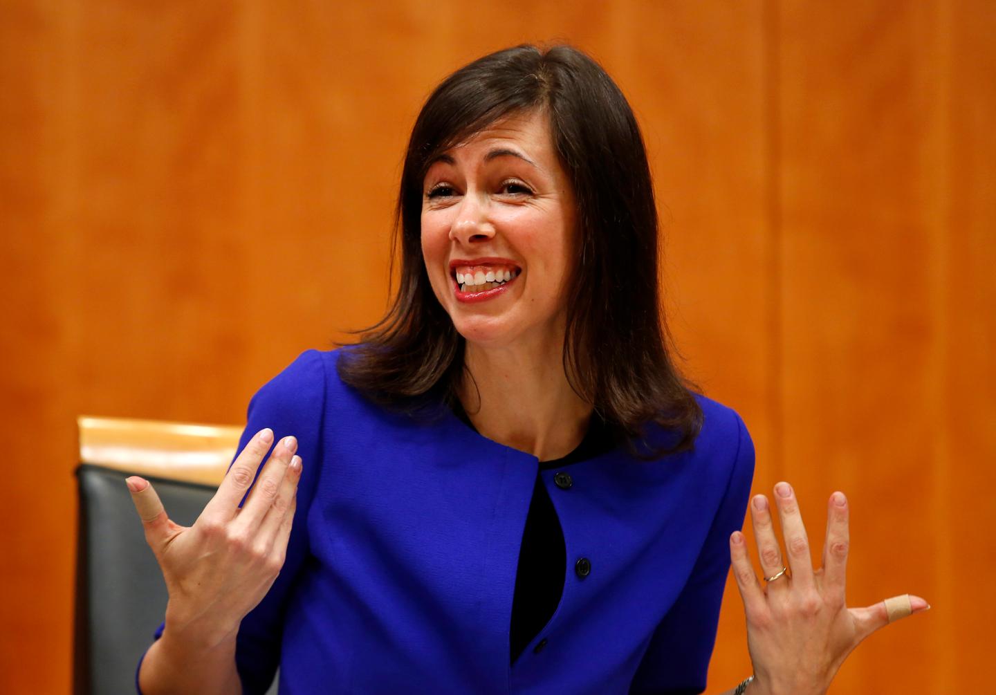 Federal Communications Commission (FCC) commissioner Jessica Rosenworcel attends a FCC Net Neutrality hearing