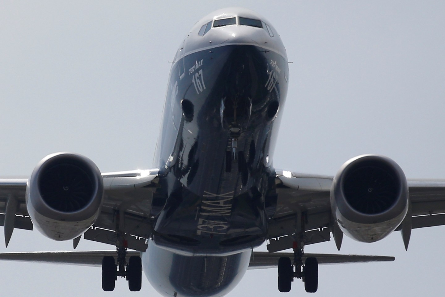 A Boeing 737 Max takes part in a flying display during the 52nd Paris Air Show at Le Bourget Airport near Paris