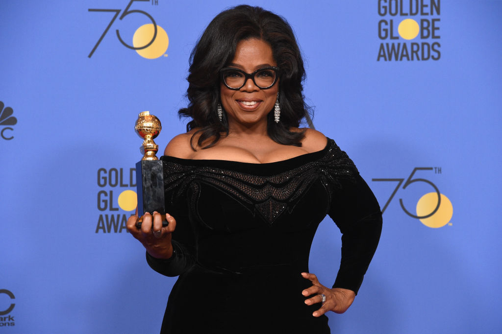 75th ANNUAL GOLDEN GLOBE AWARDS -- Pictured: (l-r) in the press room at the 75th Annual Golden Globe Awards held at the Beverly Hilton Hotel on January 7, 2018.