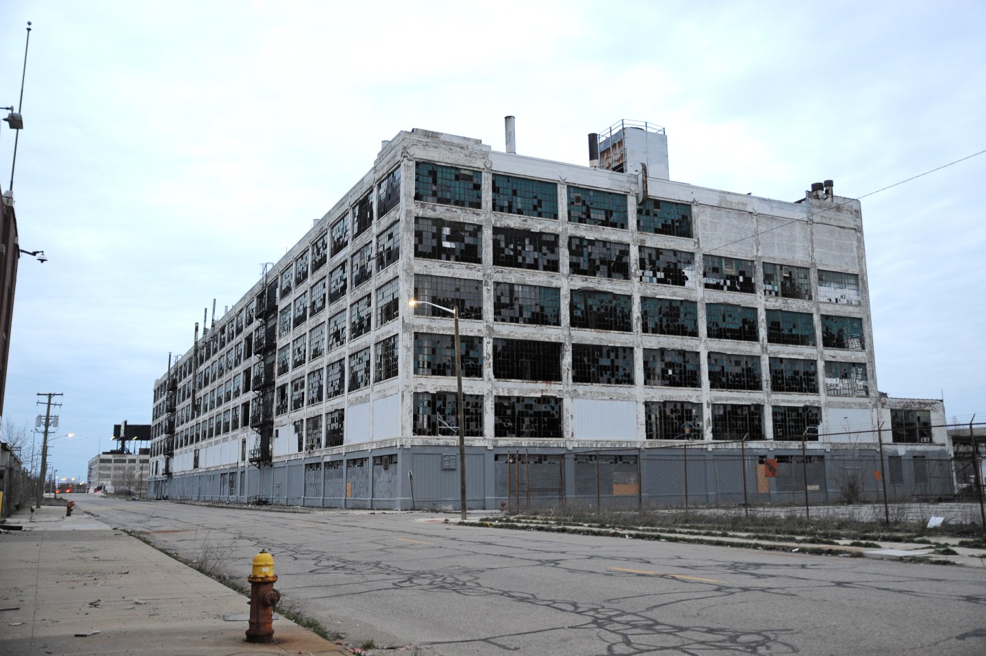 The abandoned Packard auto assembly plant stands in Detroit, Michigan, USA on April 13, 2017.