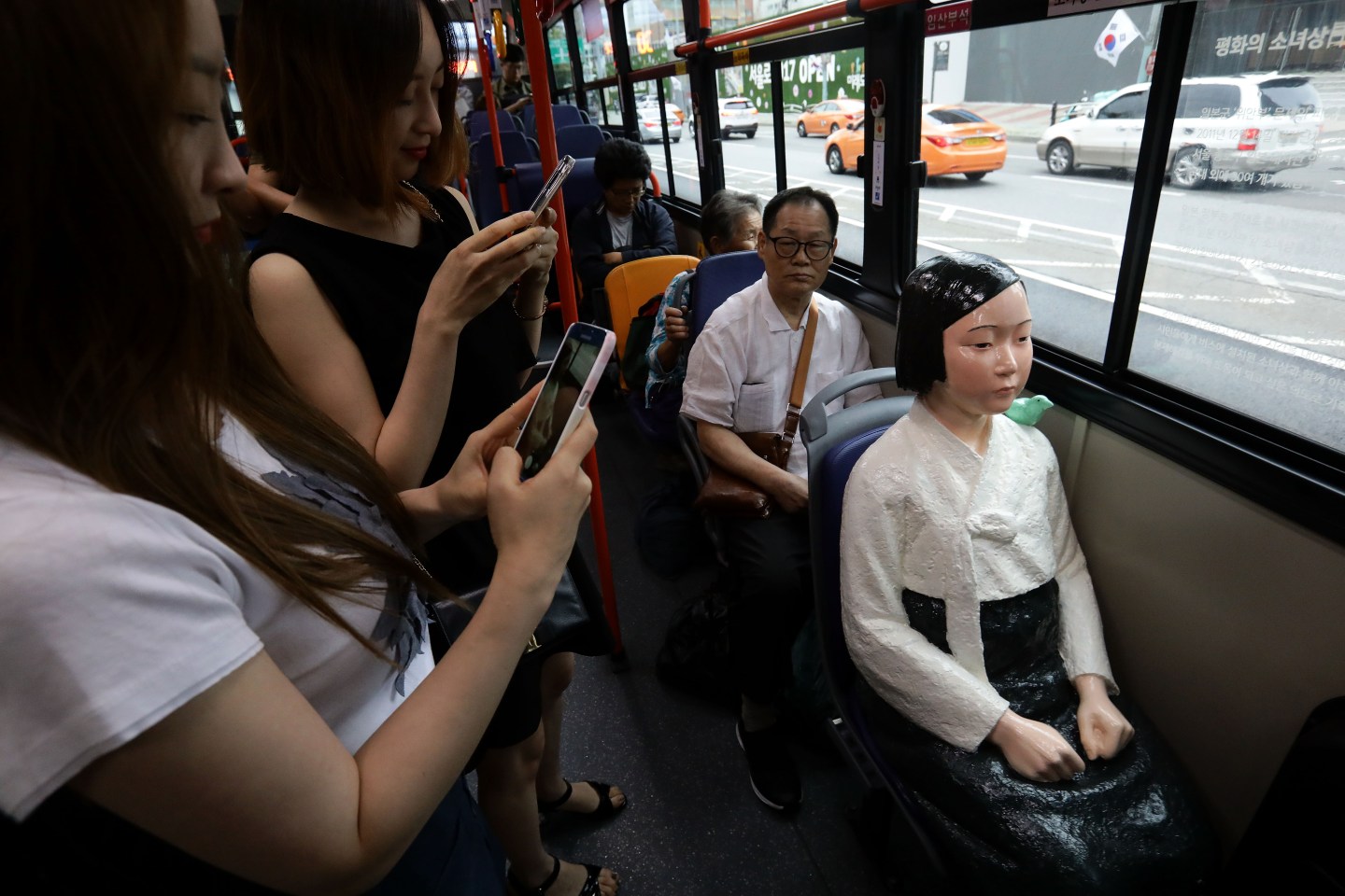 Seoul Bus Runs With 'Comfort Woman' Sex Slave Statue Ahead Of Liberation Day