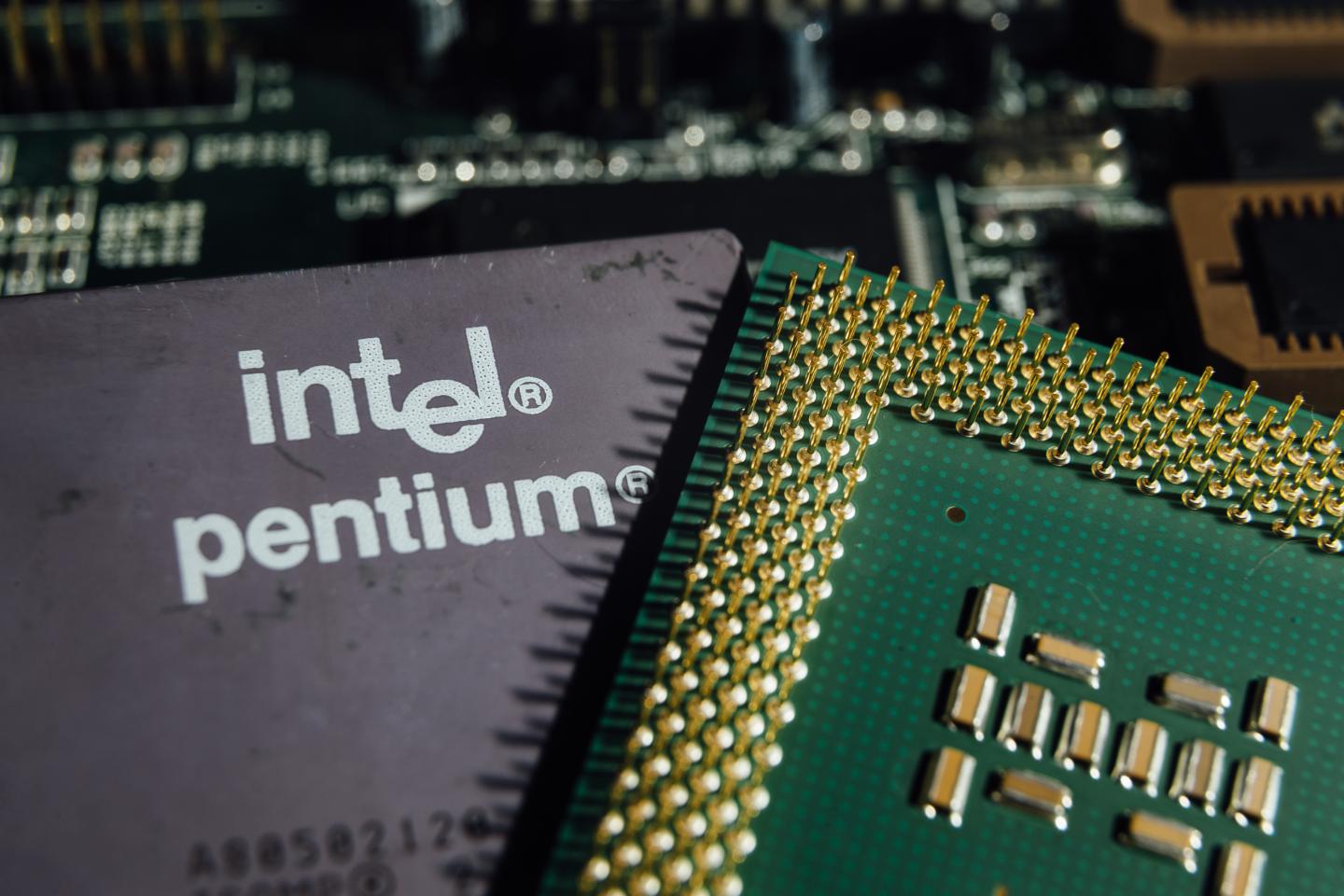 An Intel Pentium chip after the company revealed information about a major security flaw in it.