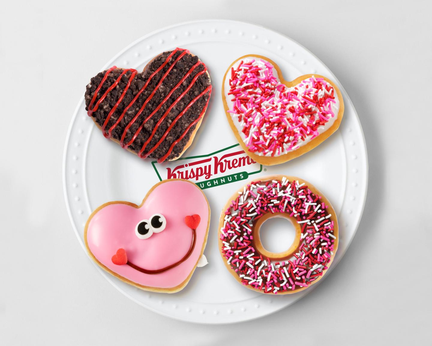 Krispy Kreme Valentine's Day doughnuts.