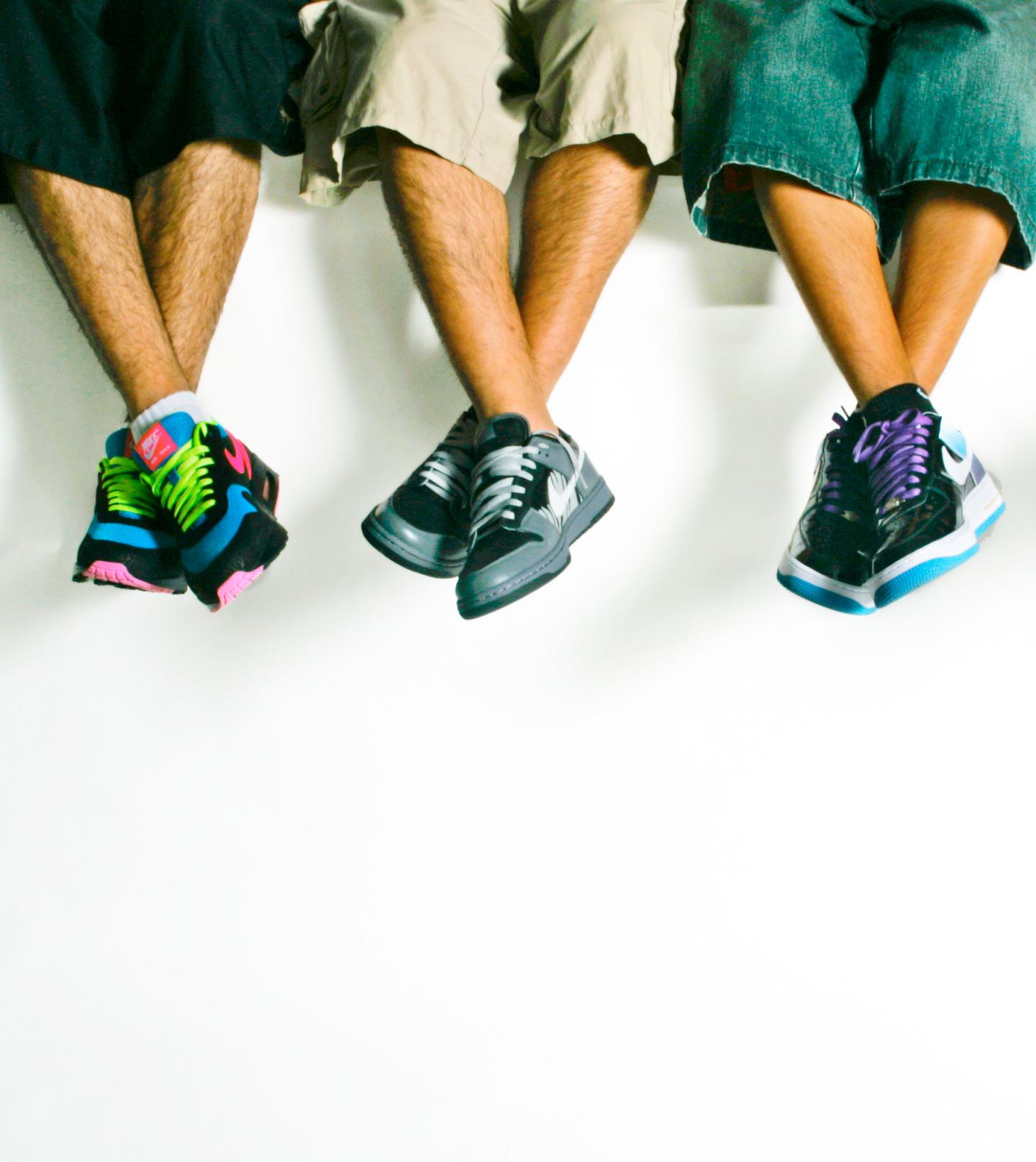 Sneakers in studioLeft to right:Shoe and person wearing itNike Air Max ?Sold Out? Randy FernandezNi