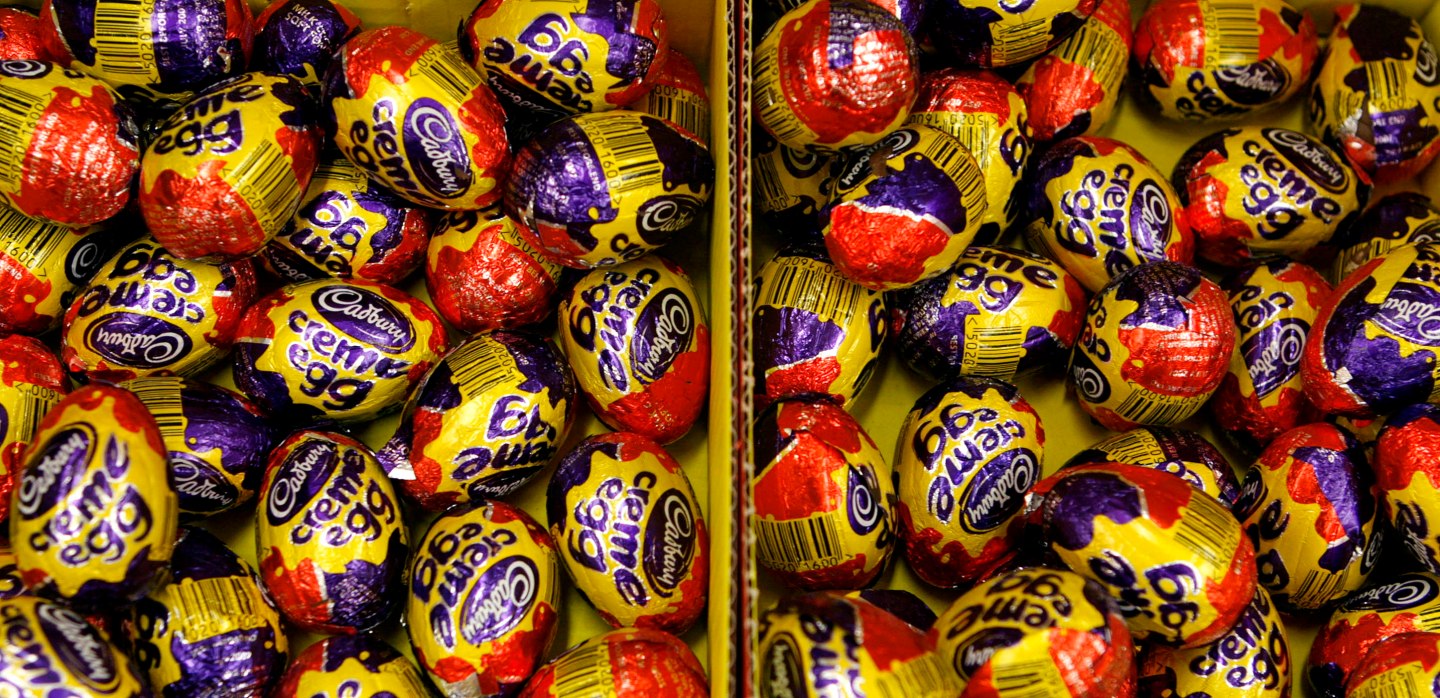 Cadbury's Creme Eggs are seen in a London supermarket