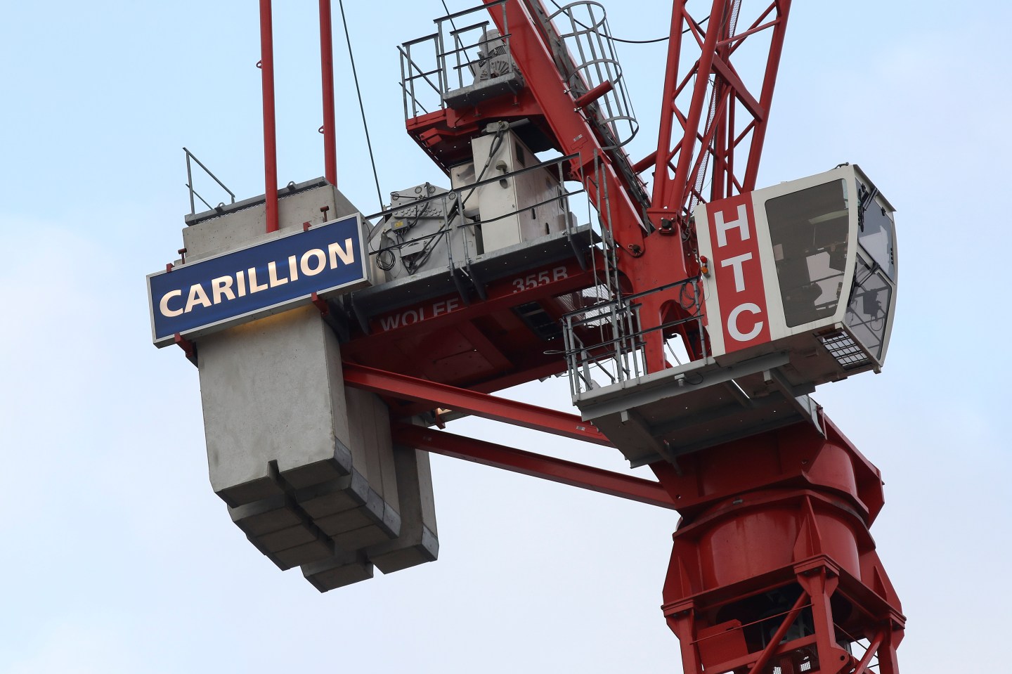 Cranes stand on a Carillion construction site in central London