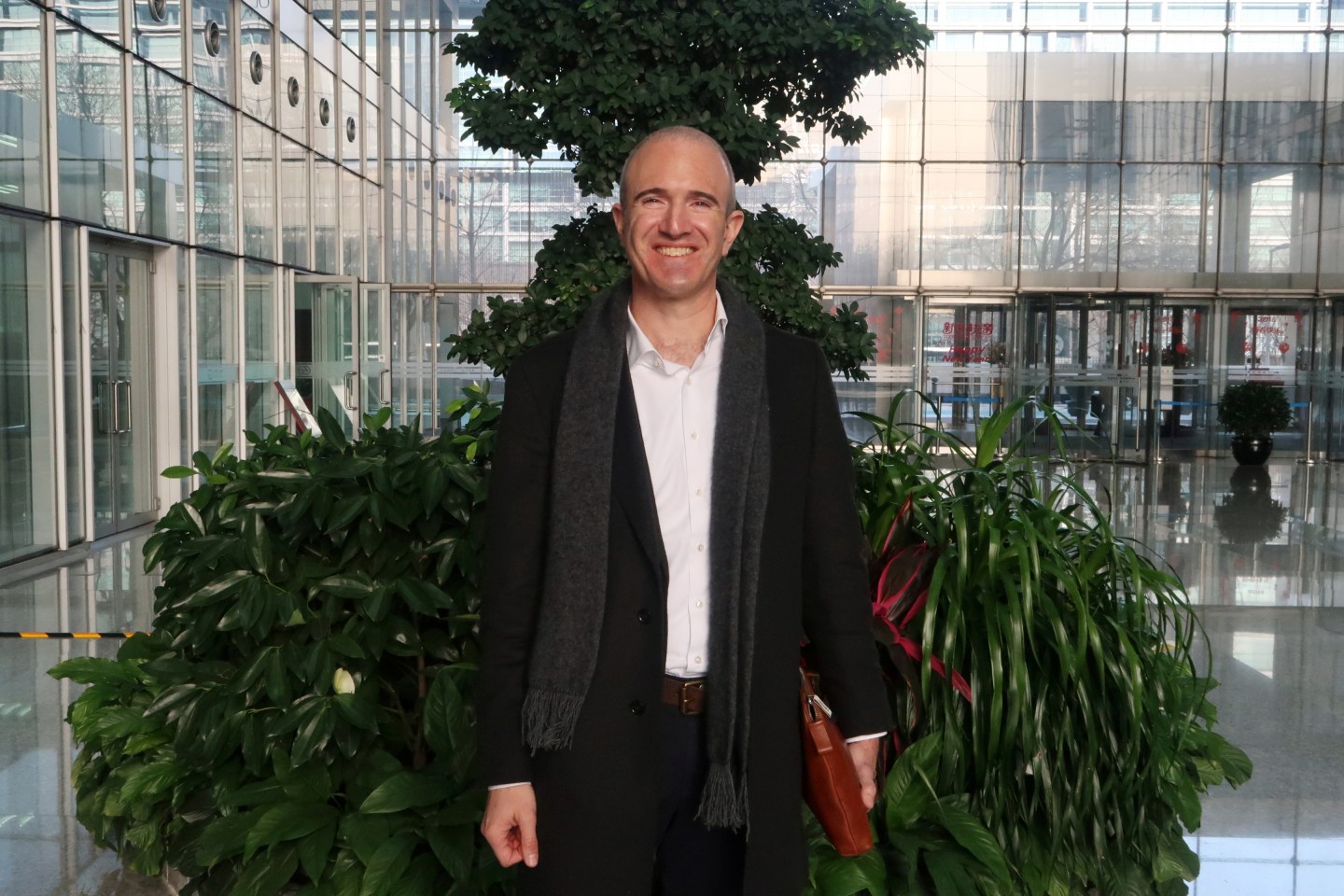 Matt Barnard, Chief Executive Officer of U.S.-based vertical farming start-up Plenty, poses for a picture in Beijing