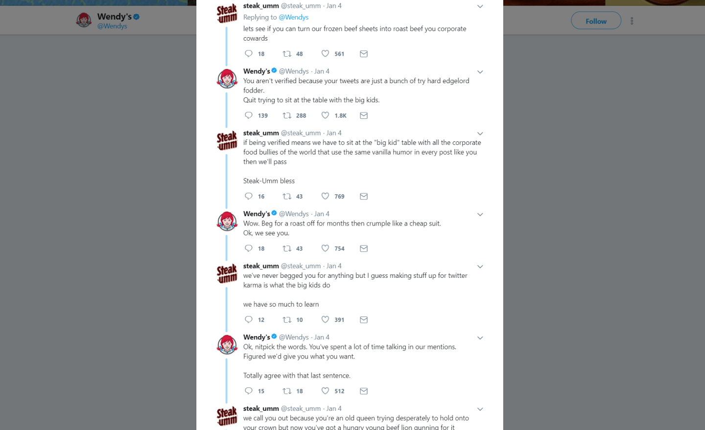 wendy's and steak-umm twitter feud