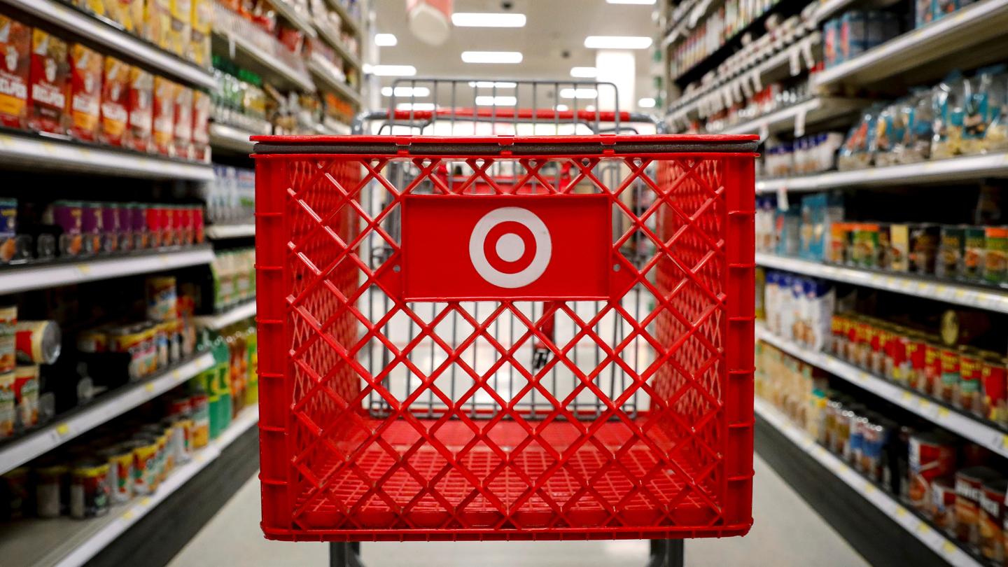 A shopping cart is seen in a Target  store in the Brooklyn borough of New York