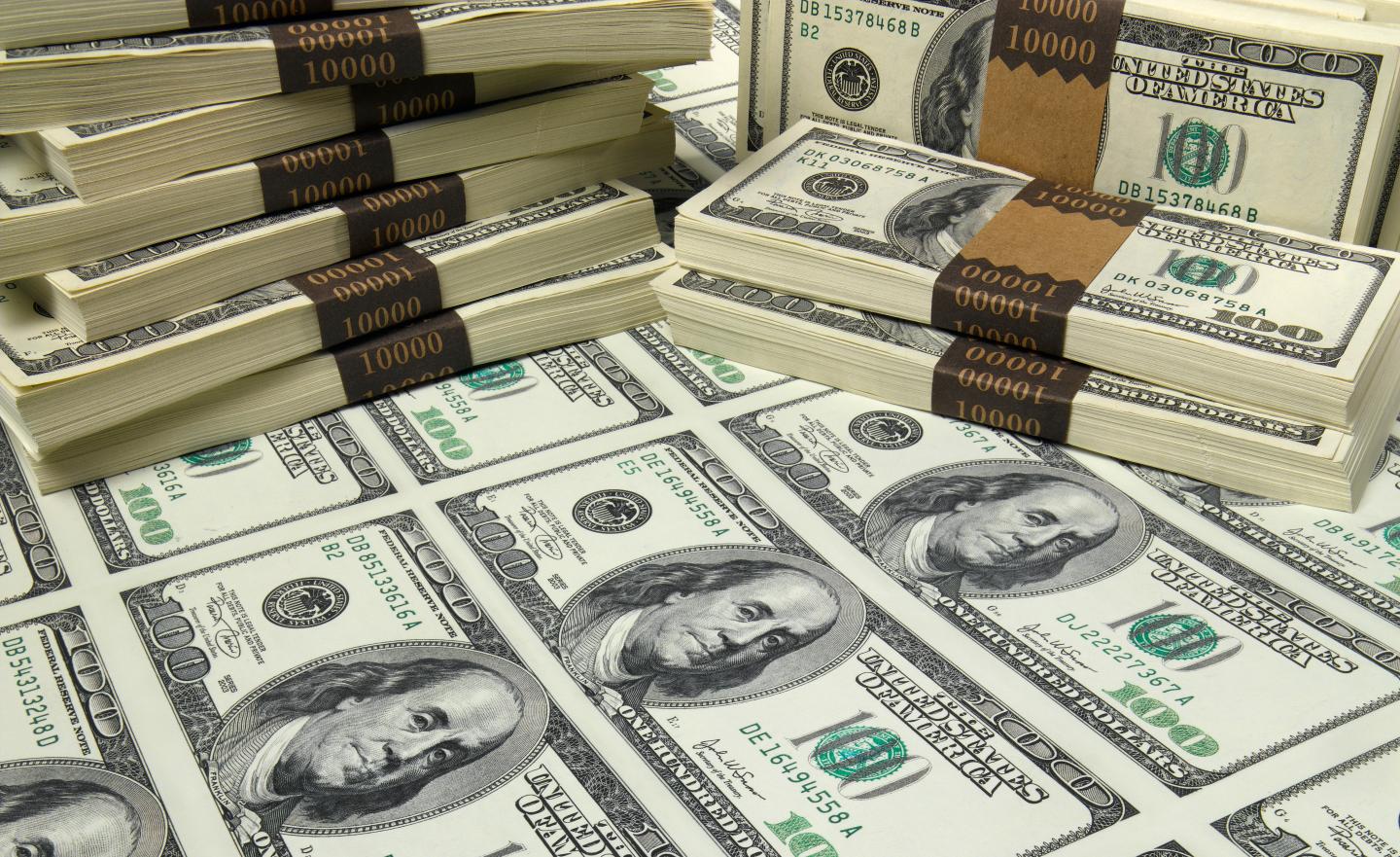 Stacks of 100-dollar bills