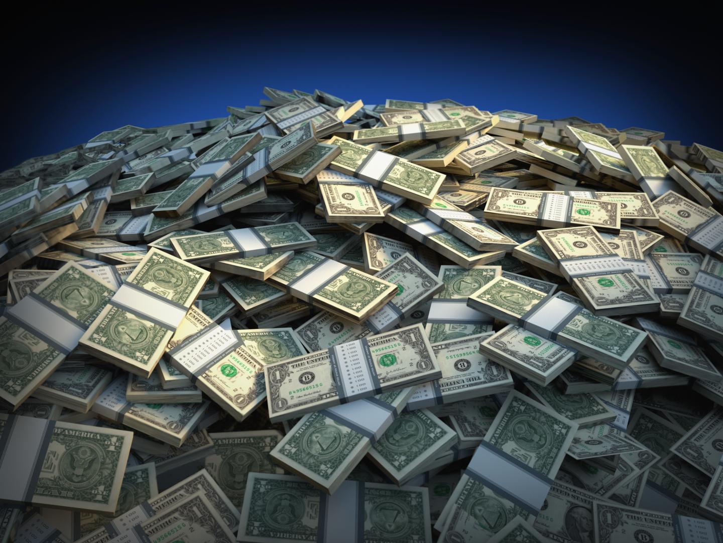 Bundles of one dollar bills