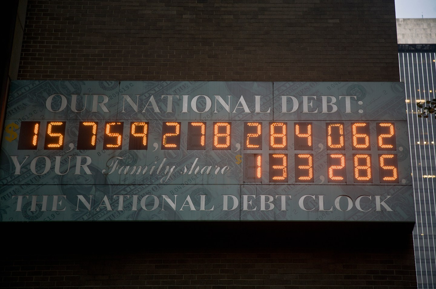 The U.S. Debt Clock in New York City's Times Square.