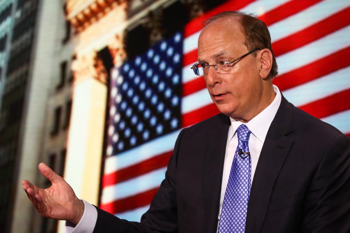 Larry Fink, chief executive officer of BlackRock Inc., speaks during a Bloomberg Television interview in New York, U.S., on Wednesday, April 19, 2017.