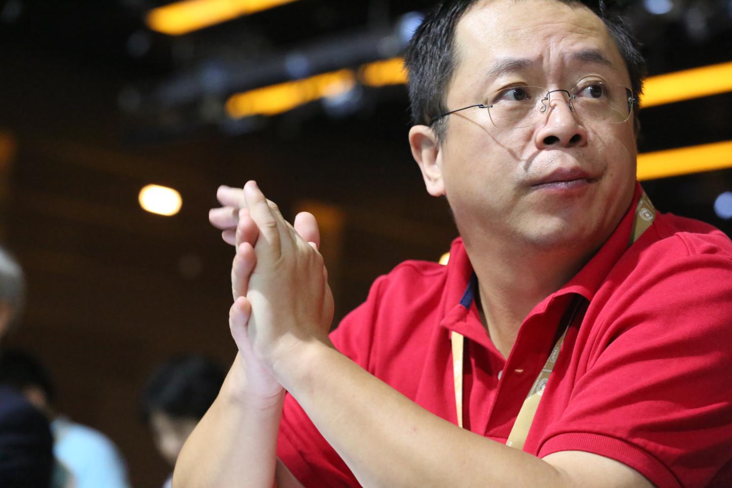 Zhou Hongyi, CEO of 360 Security Technology, appears at a conference in Beijing.