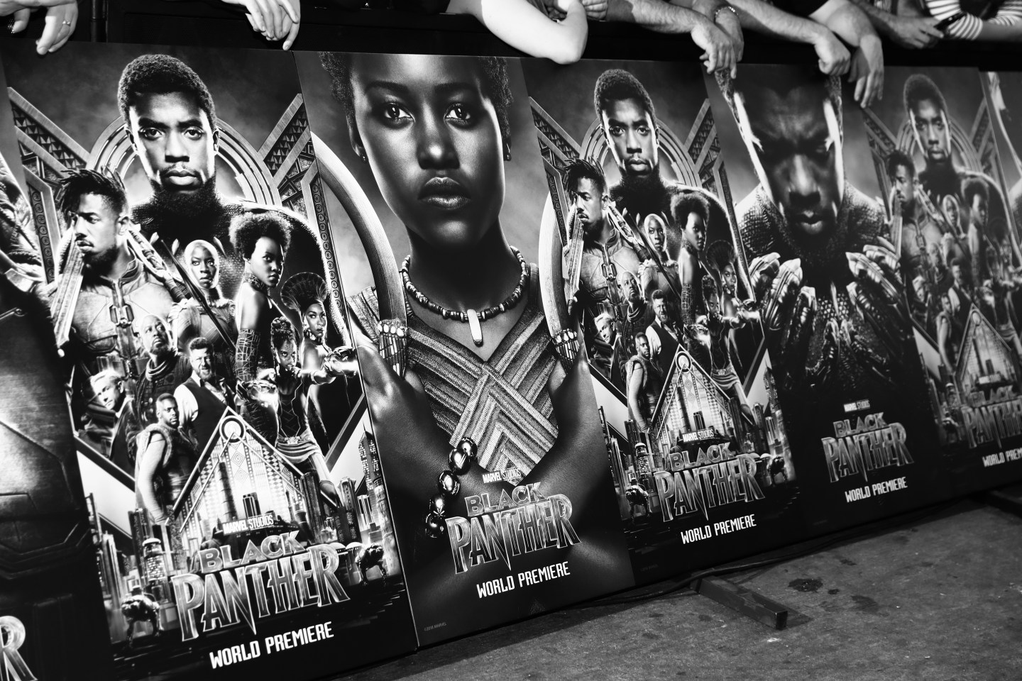 Black Panther Movie Poster in Black and White