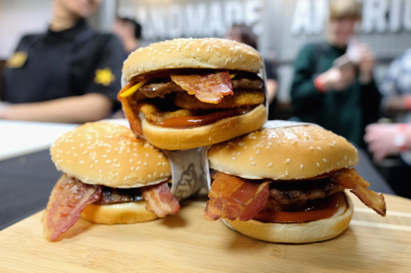 Cheeseburger on display at the Carl's Jr. opening on January 30, 2018 in New York City.