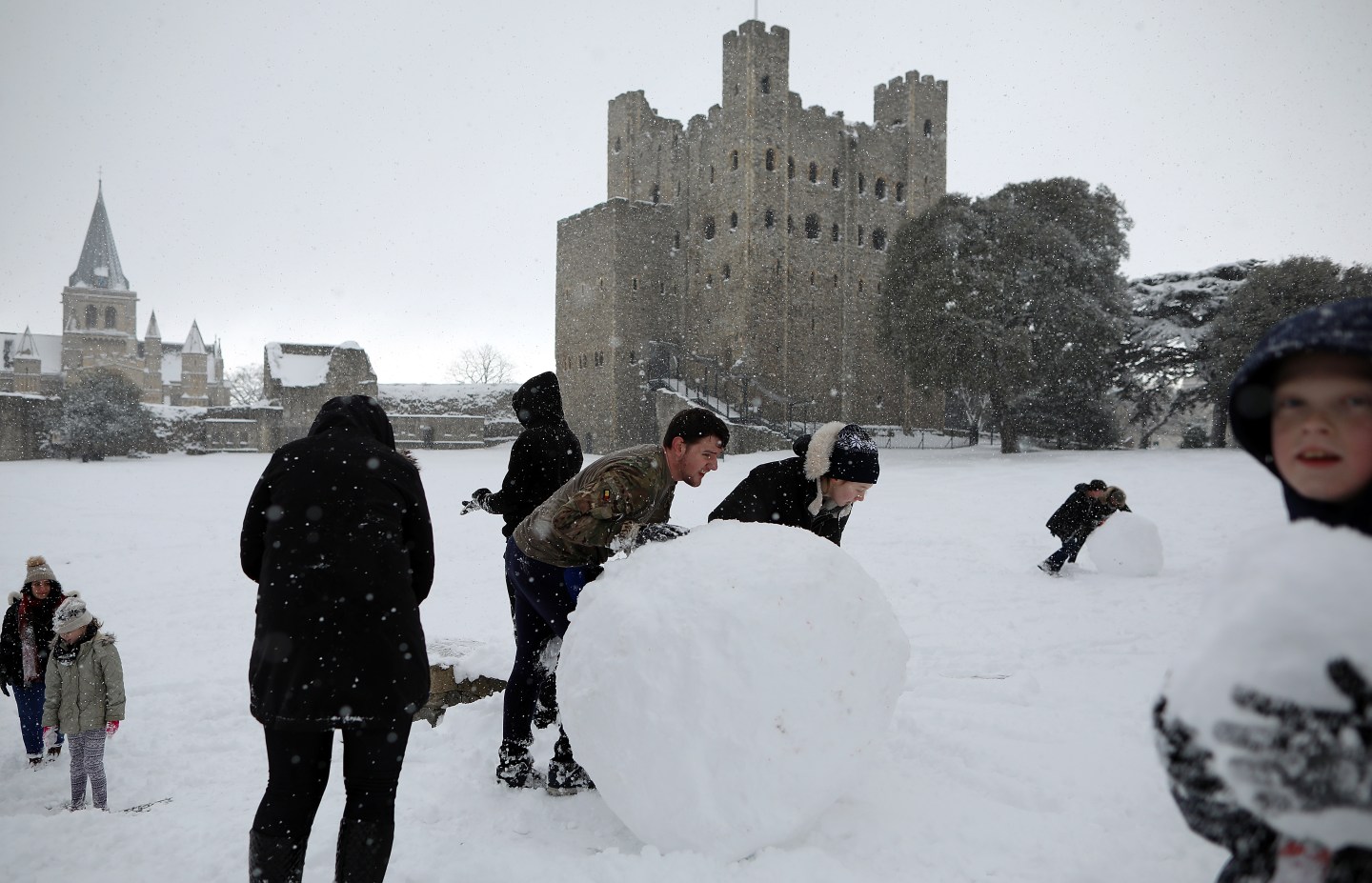 Cold Weather Front From Siberia Brings Snow Across The UK