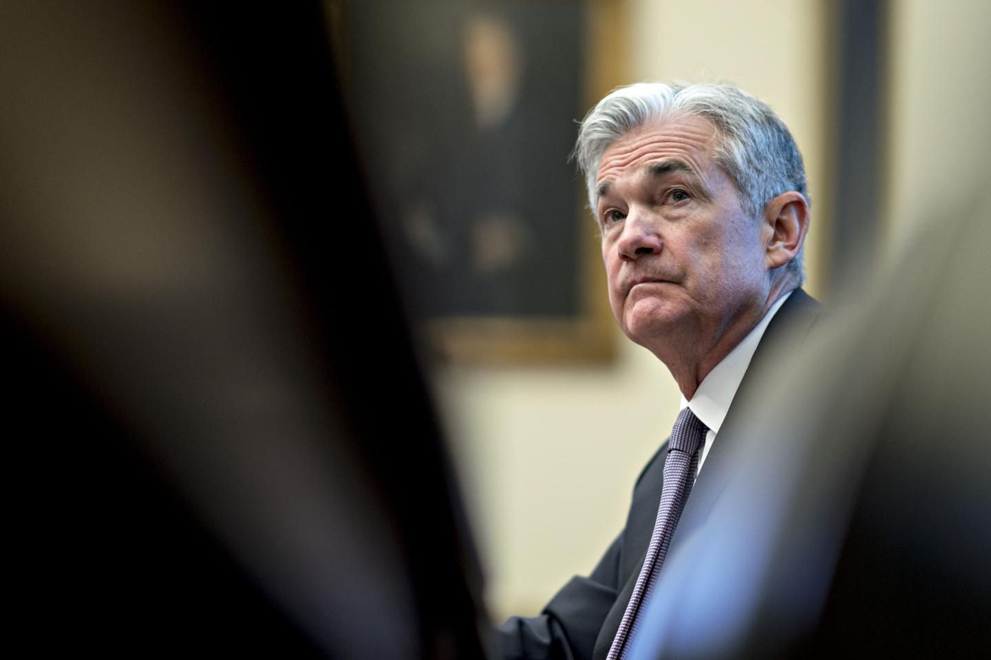 Jerome Powell, chairman of the U.S. Federal Reserve, listens during a House Financial Services Committee hearing in Washington, D.C., U.S., on Tuesday, Feb. 27, 2018.