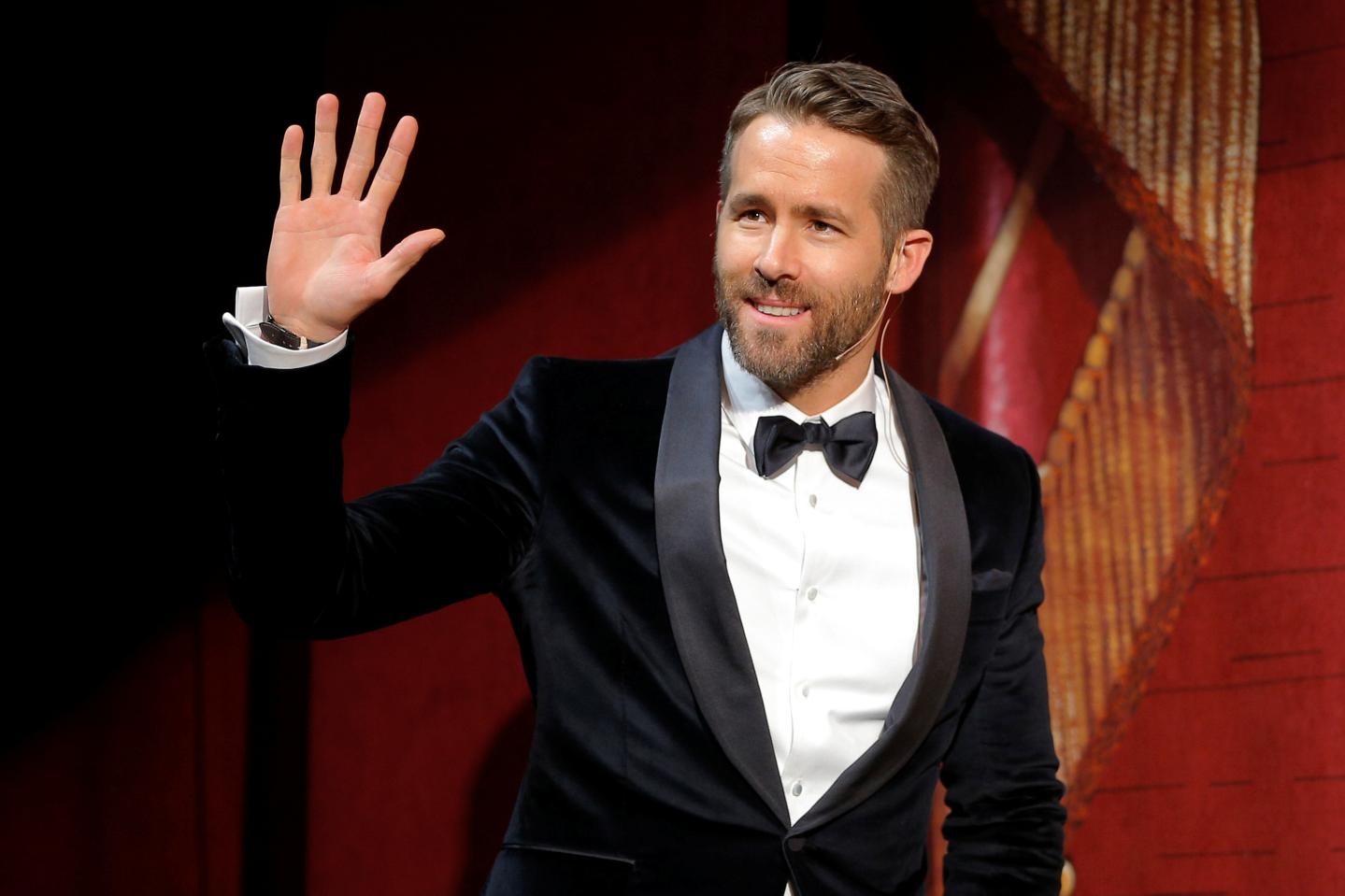Actor Ryan Reynolds takes the stage to be honored as Hasty Pudding Theatricals Man of the Year at Harvard University in Cambridge