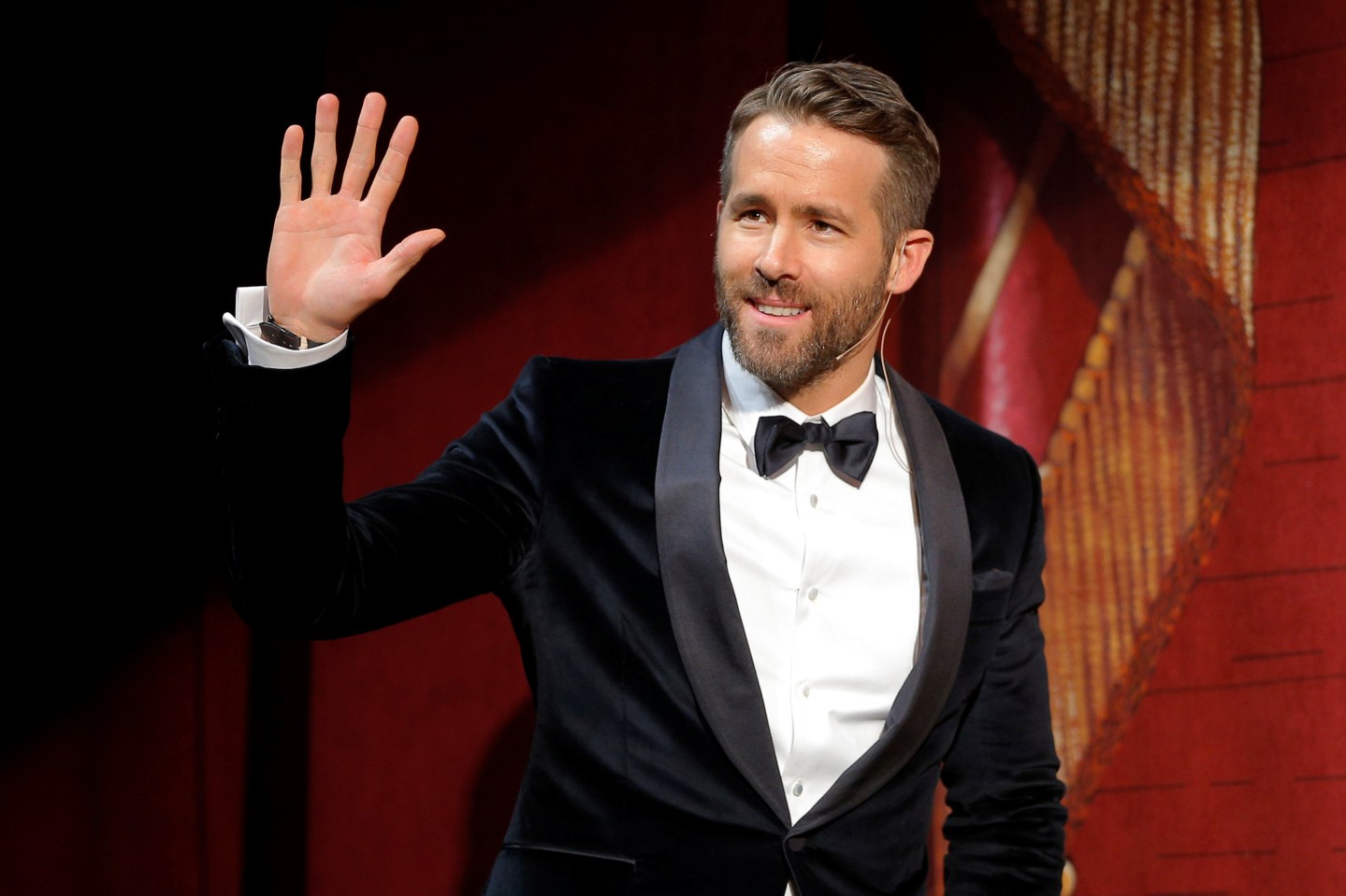 Actor Ryan Reynolds takes the stage to be honored as Hasty Pudding Theatricals Man of the Year at Harvard University in Cambridge