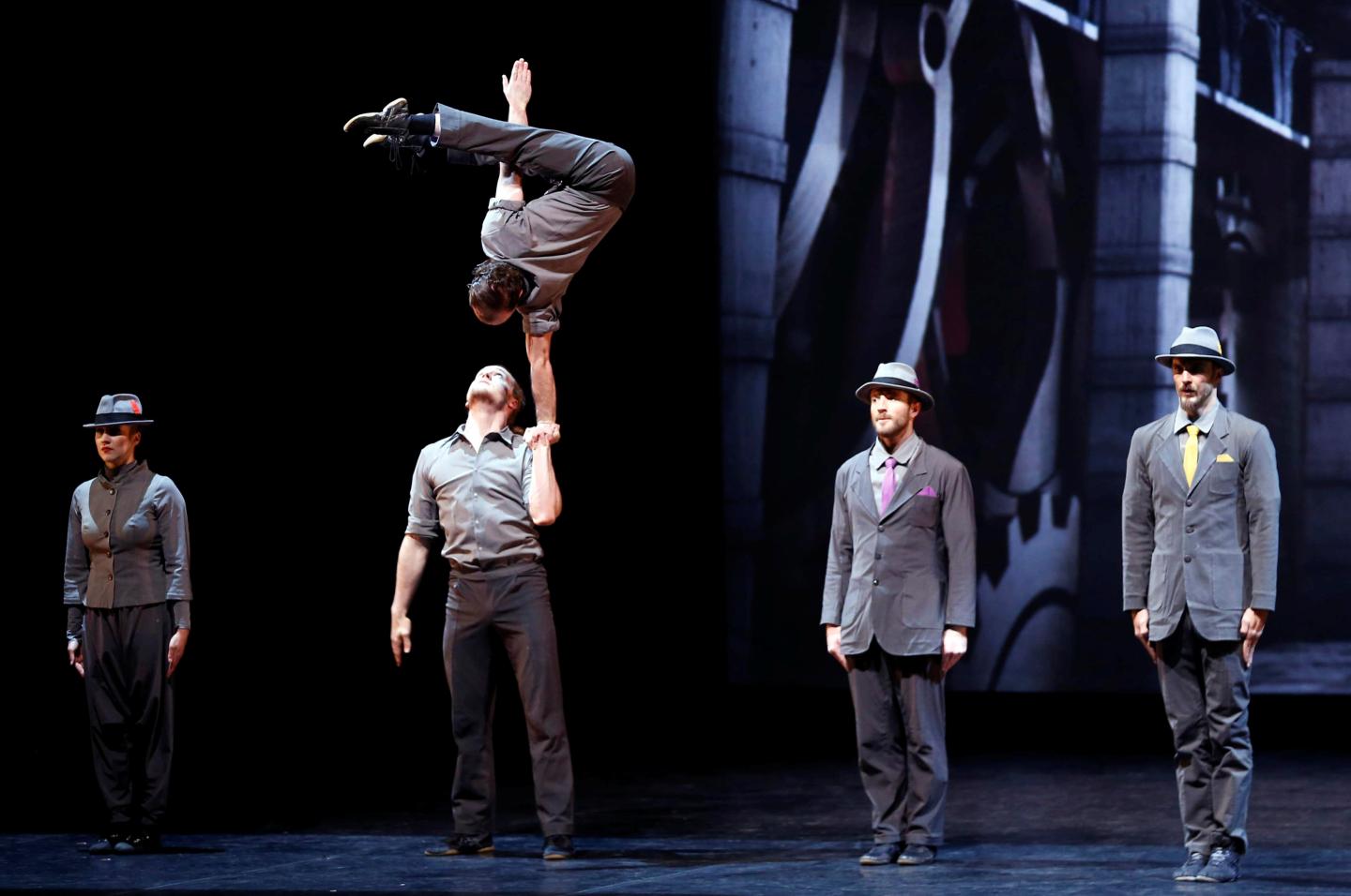 Members of circus troupe "Cirque Eloize" perform their show organized by the Saudi entertainment authority in Riyadh