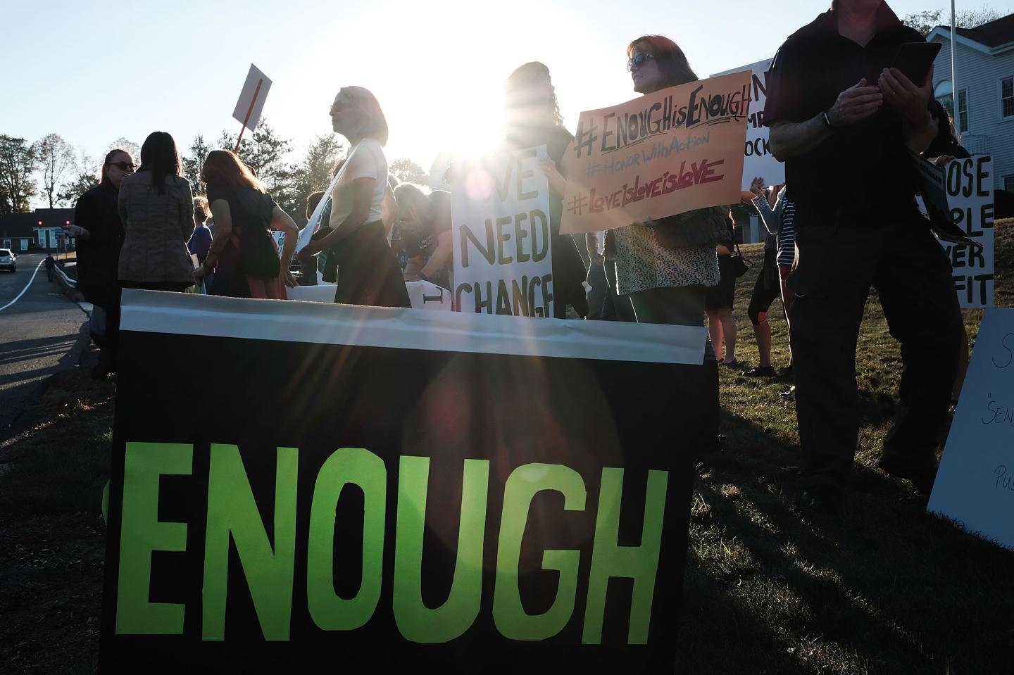 Vigil Held In Newtown, Connecticut For Las Vegas Shooting Victims