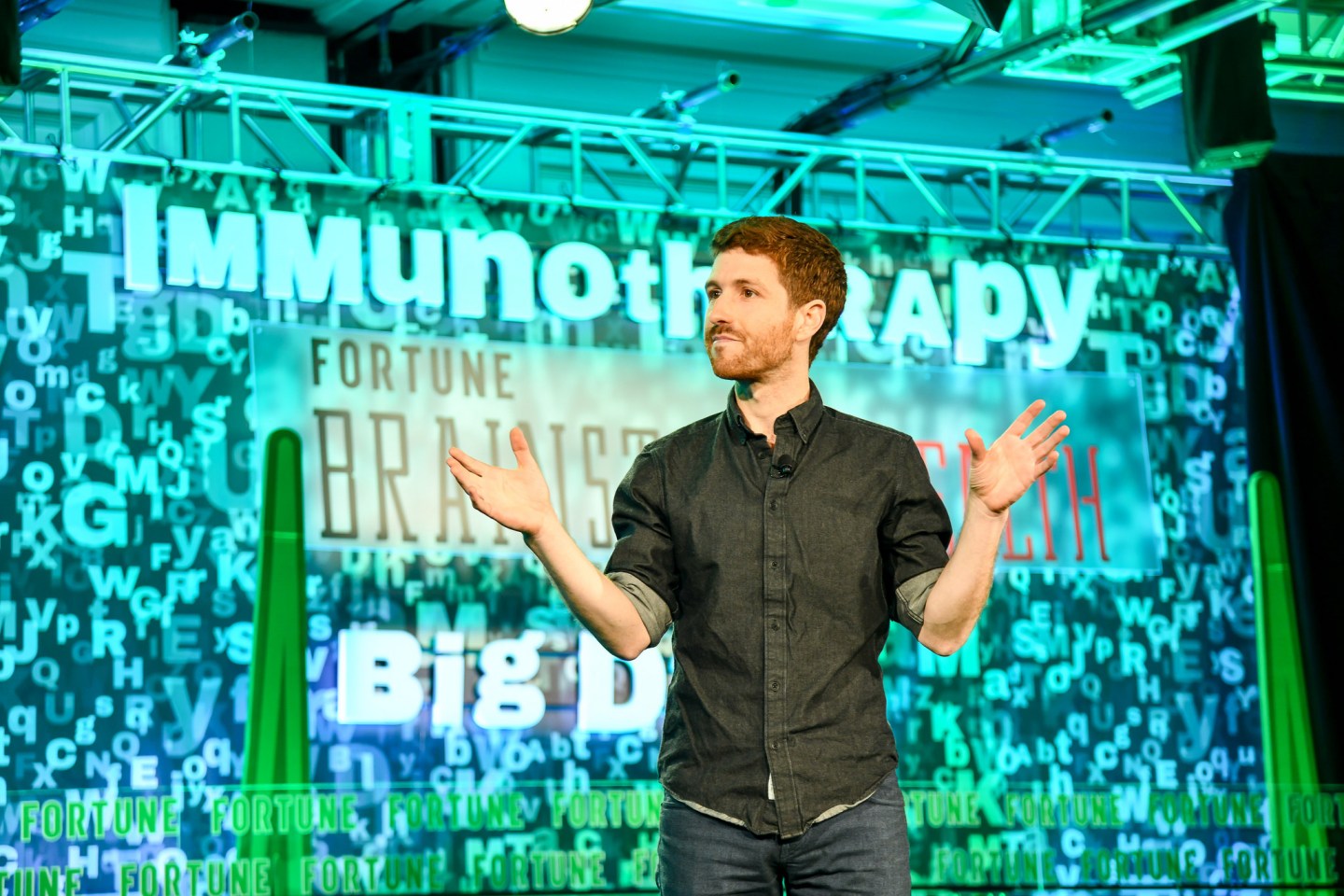 Time Well Spent co-founder Tristan Harris speaking at the 2018 Fortune Brainstorm Health conference in Laguna Niguel, Calif.