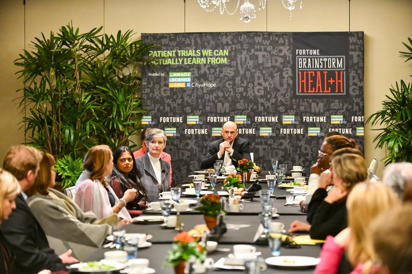 Fortune editor-in-chief Clifton Leaf presiding over a discussion about human clinical trials at the 2018 Fortune Brainstorm Health conference in Laguna Niguel, Calif.
