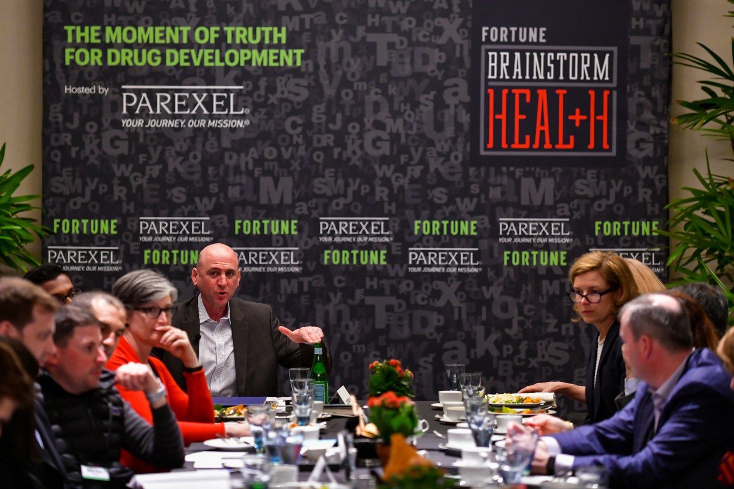 Fortune editor-in-chief Clifton Leaf addressing a room of industry experts at the 2018 Fortune Brainstorm Health conference in Laguna Niguel, Calif.