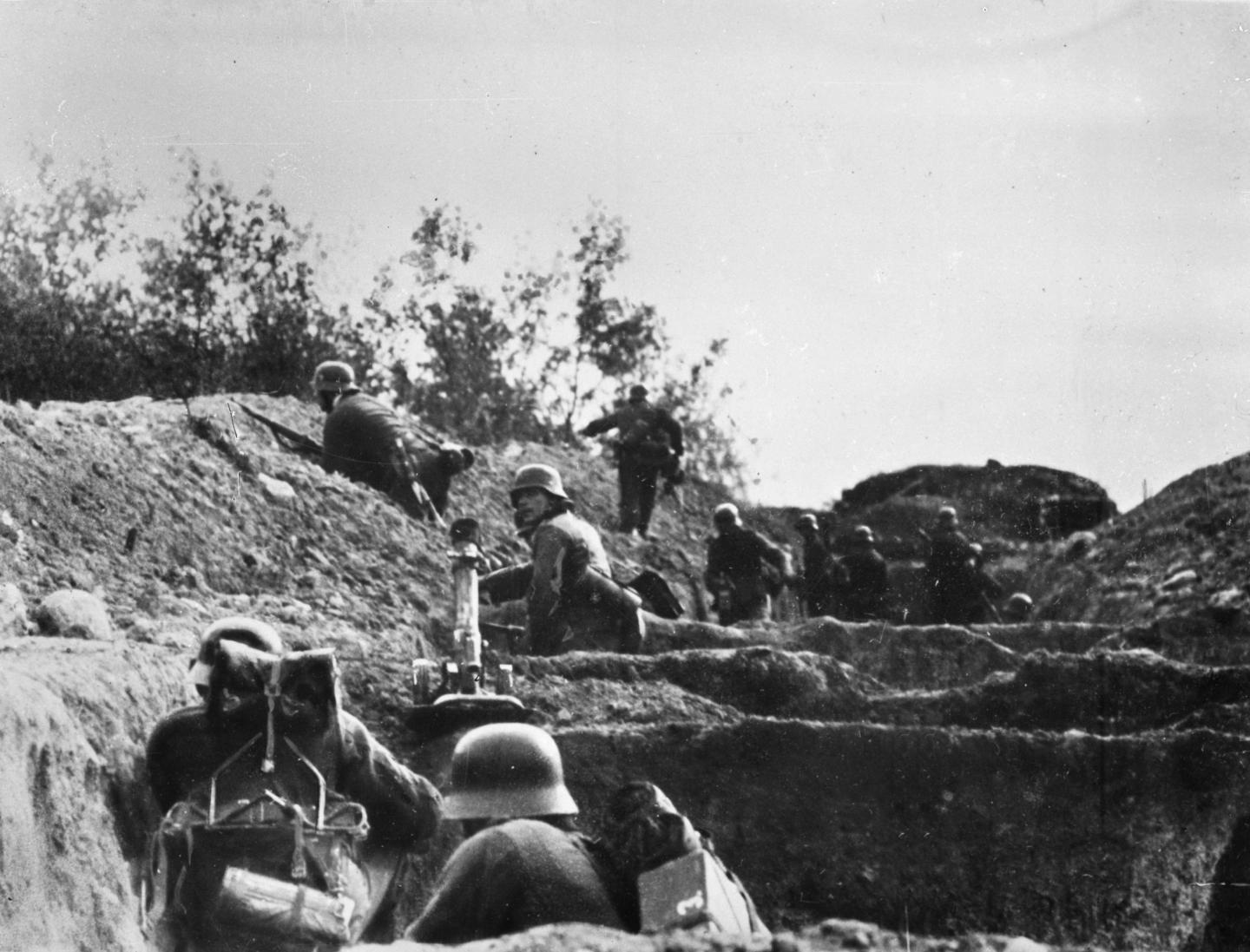 German soldiers in a trench during the siege of Stalingrad in World War II. The Smoot-Hawley tariff helped contribute to the war.