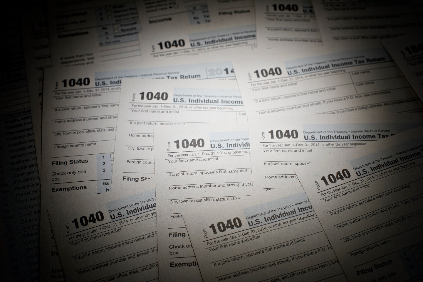 A pile of IRS tax forms