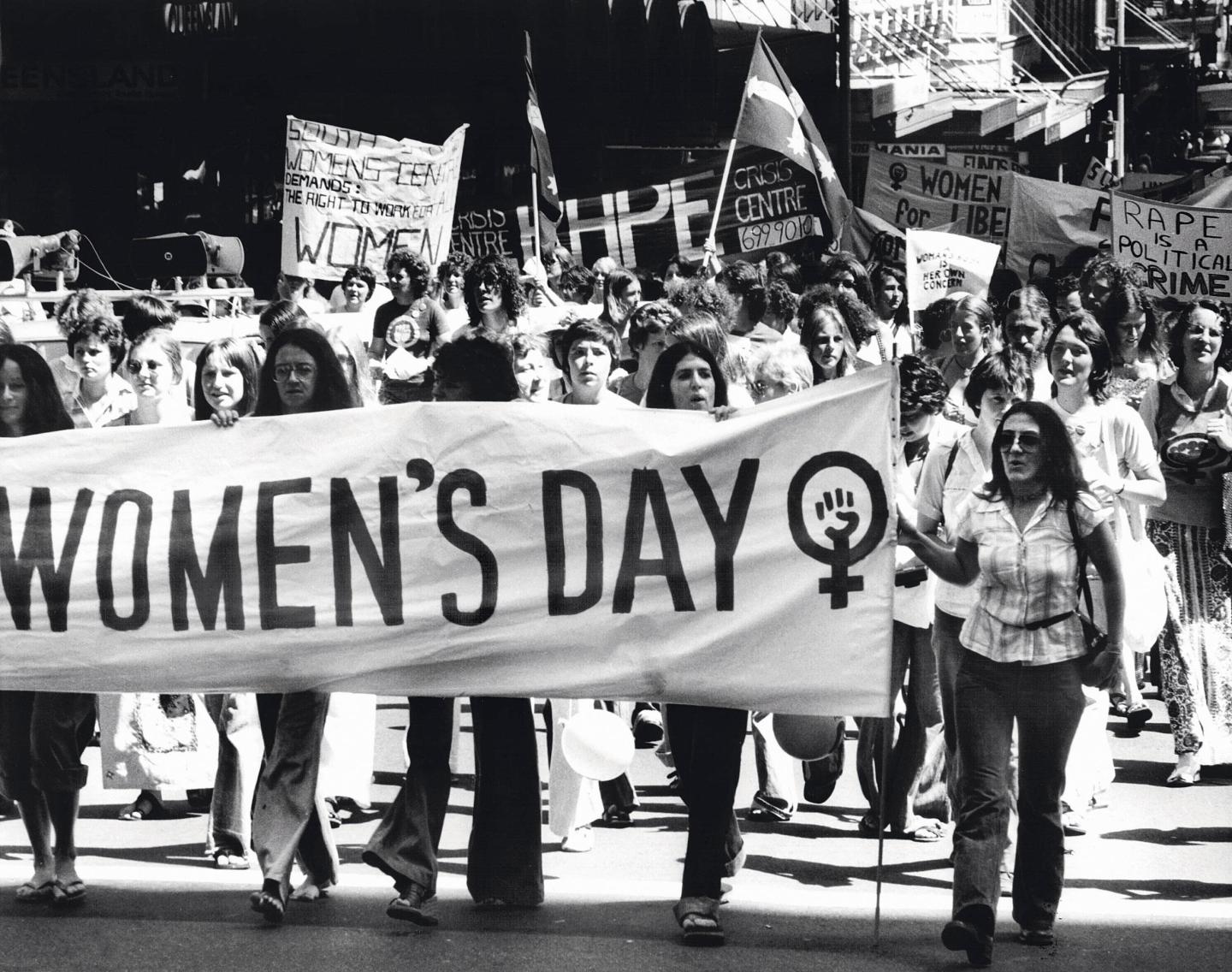 International Women's Day, 12 March 1977. SMH Picture by DAVID BARTHO