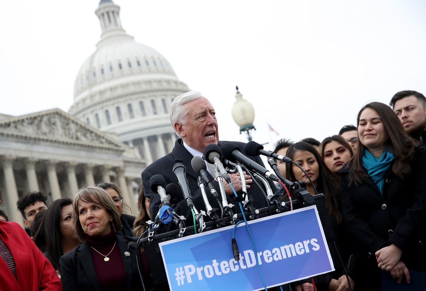 Reps. Hoyer And Grisham Hold News Conference With DREAMers Calling For Passage Of Dream Act