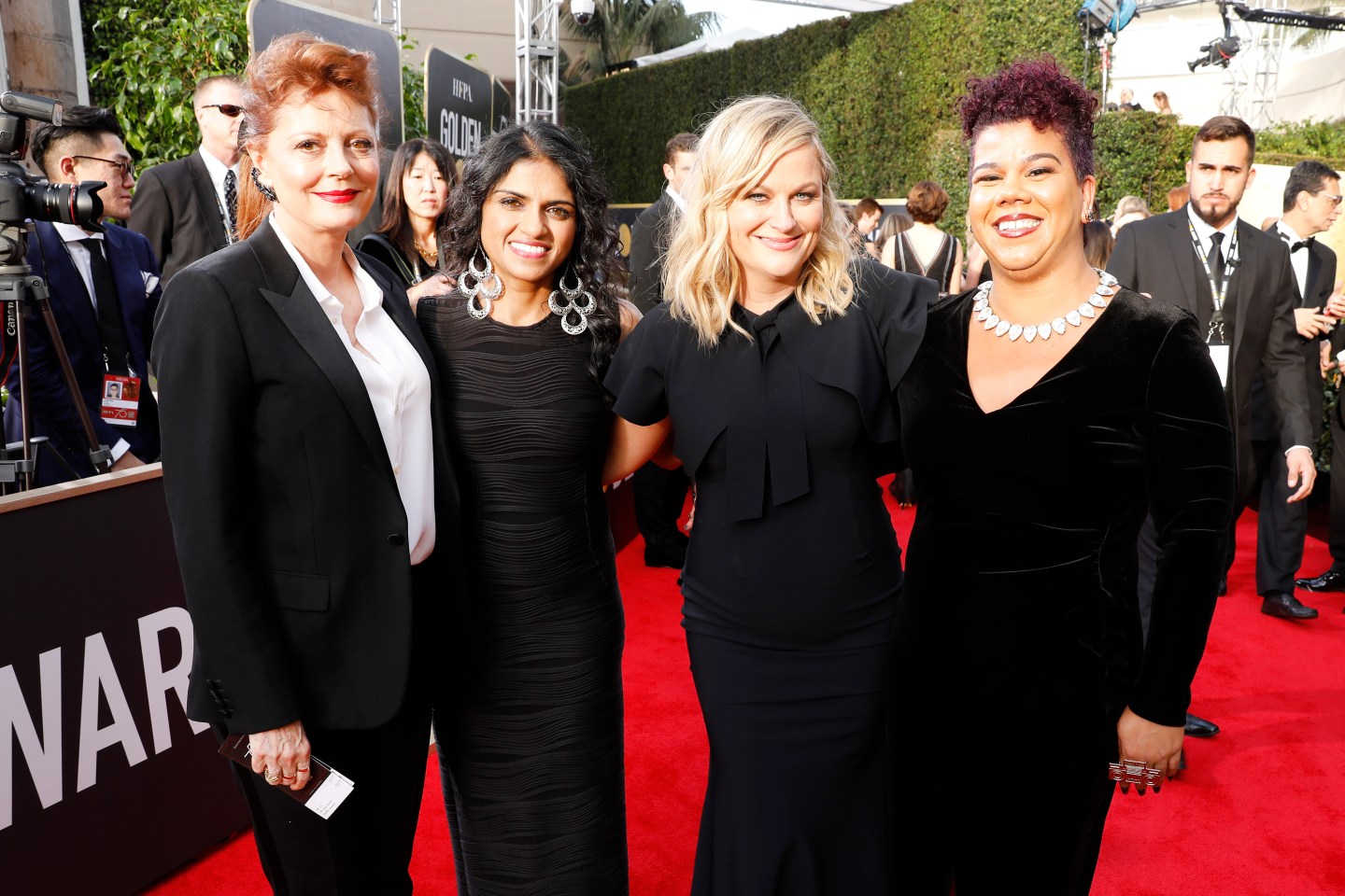 Actors and activists support the #MeToo/Time's Up movements at the Golden Globes. The 2018 Oscars are this Sunday.