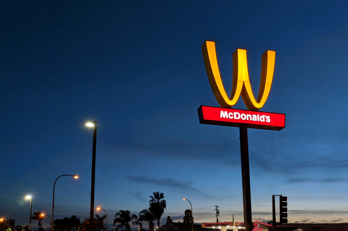 McDonald's 'M' logo is turned upside down in honour of International Women's Day in Lynwood