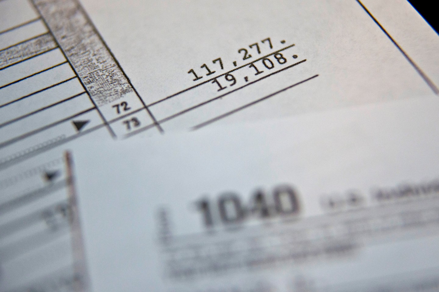The IRS 1040 individual income tax form.