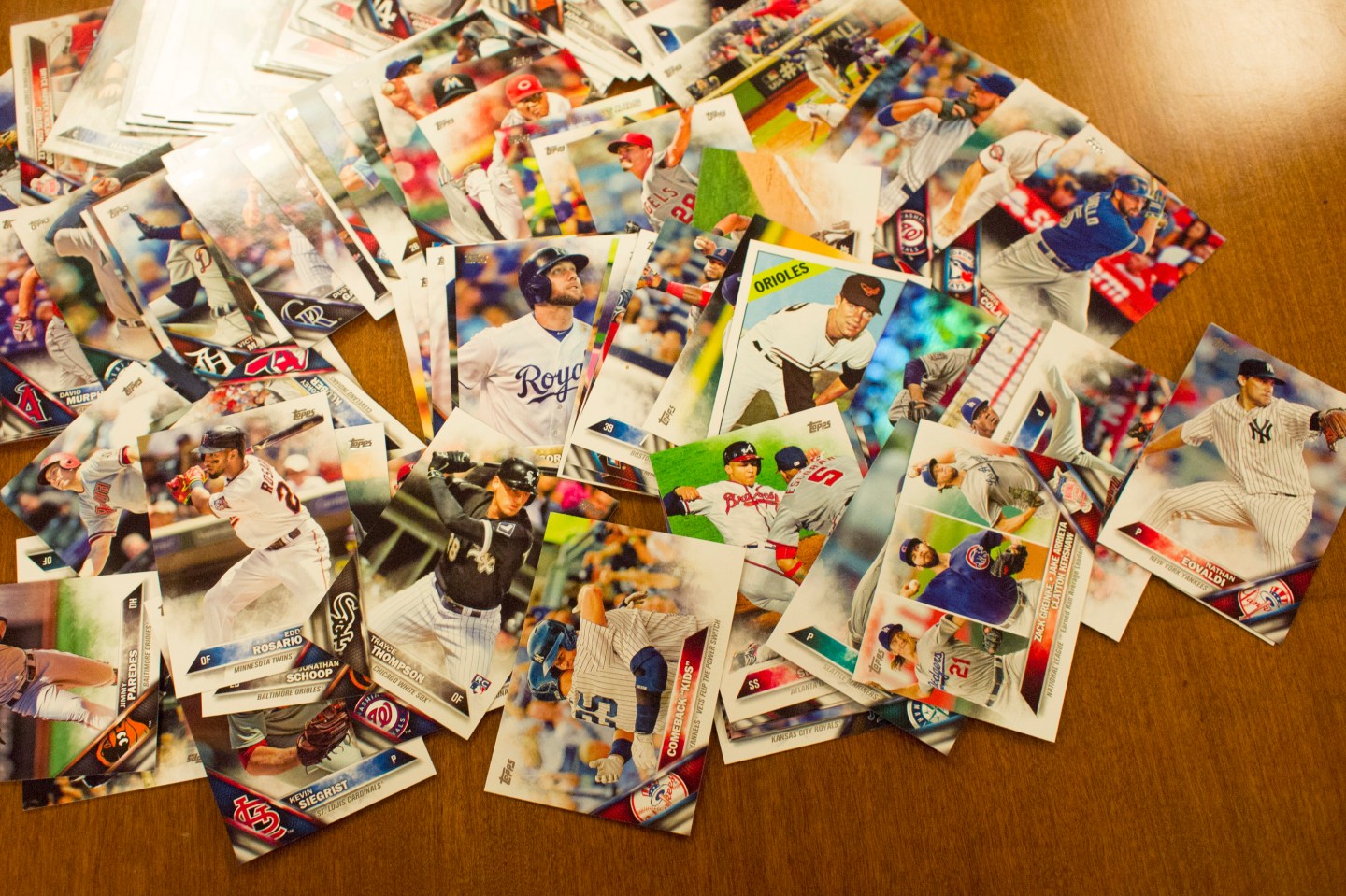 a pile of baseball cards