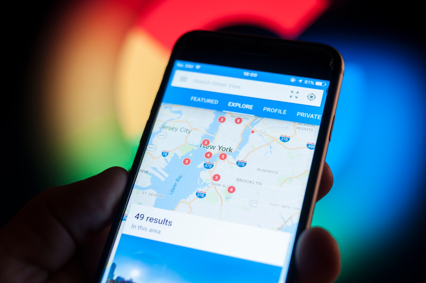 Google maps appears on iPhone screen