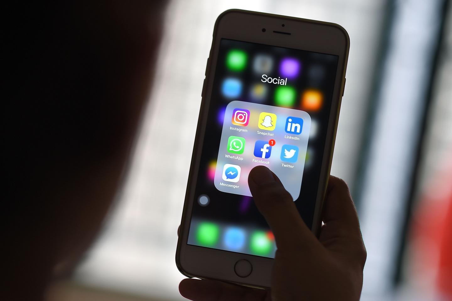 Facebook, instagram, snapchat, linkedin apps appear on iphone