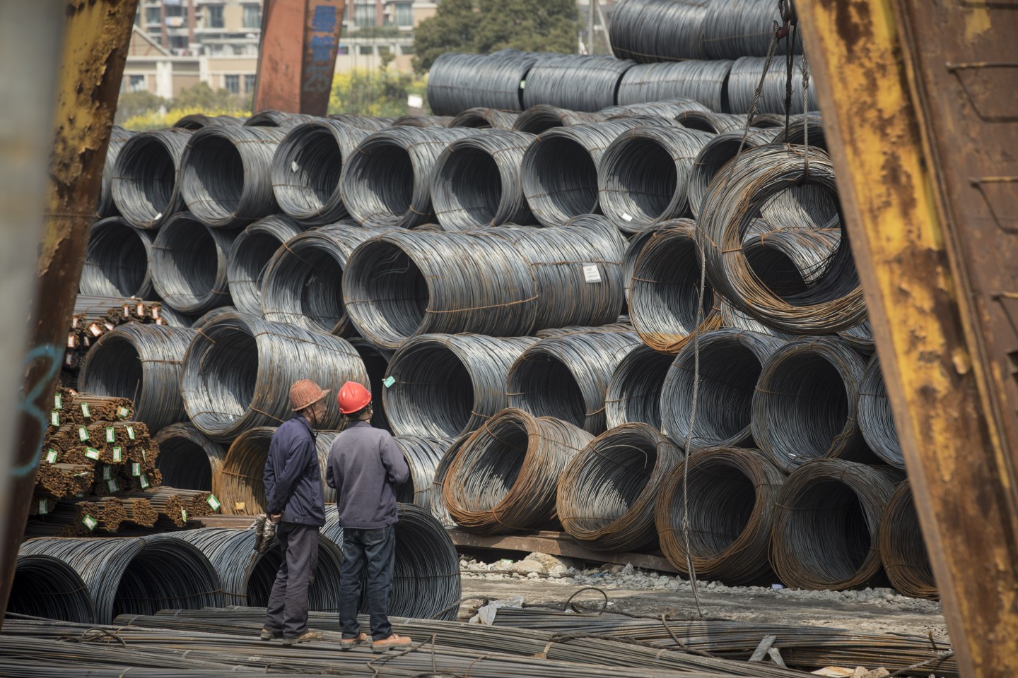 Steel Products at a Depot As China Asks U.S. to Offset Trade Loss Due to Metal Tariffs