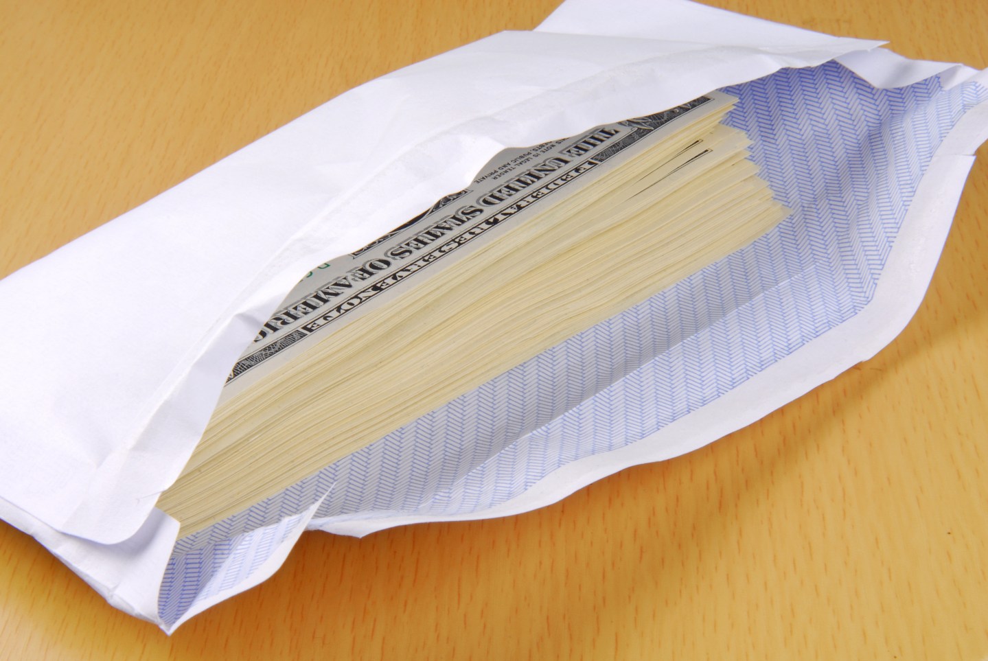 Dollars in an envelope
