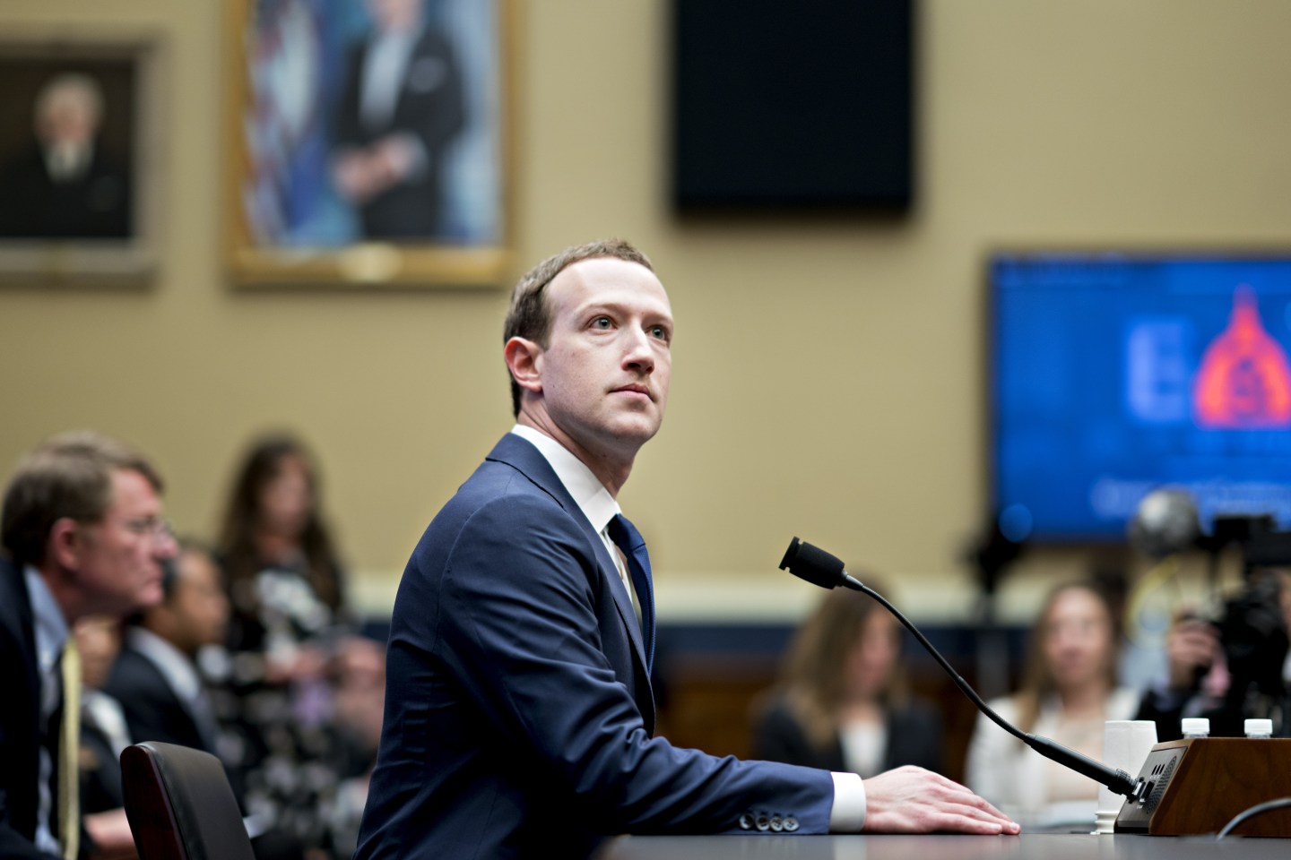Facebook CEO Mark Zuckerberg waits to give testimony to a House Energy and Commerce Committee hearing.