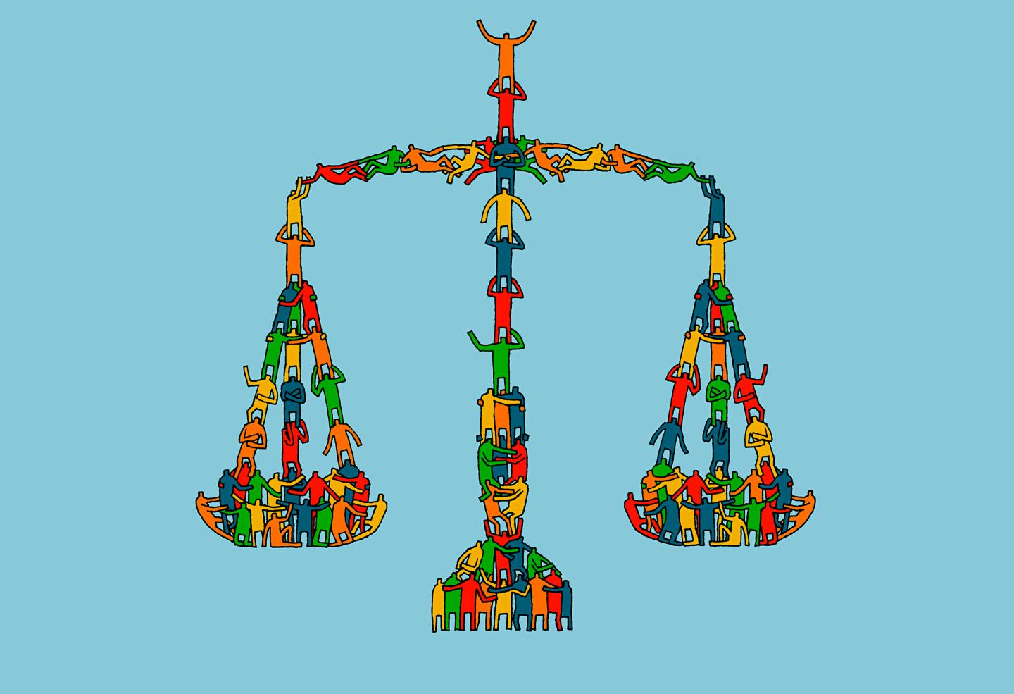 Scale formed by people